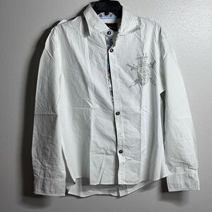 House of Lords Y2K Men White‎ long sleeve button down shirt size XL
